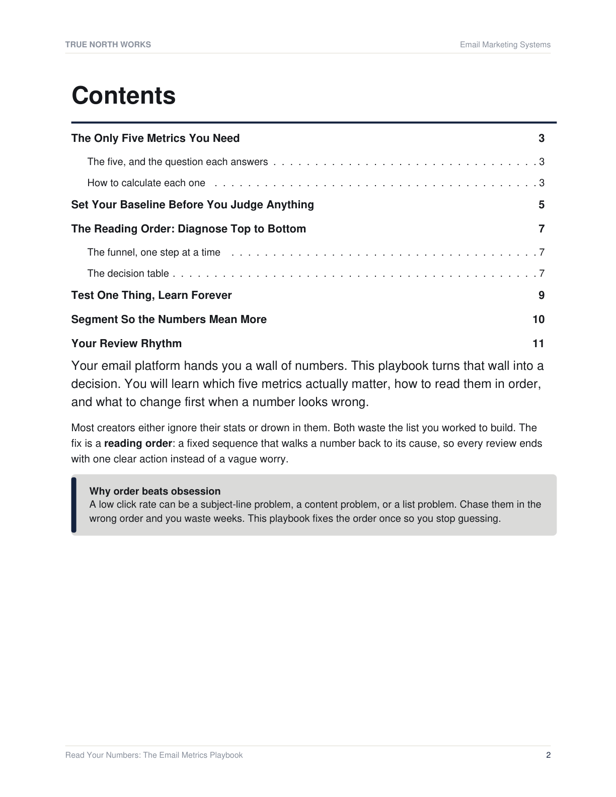Read Your Numbers: The Email Metrics Playbook — inside, page 1 (preview)