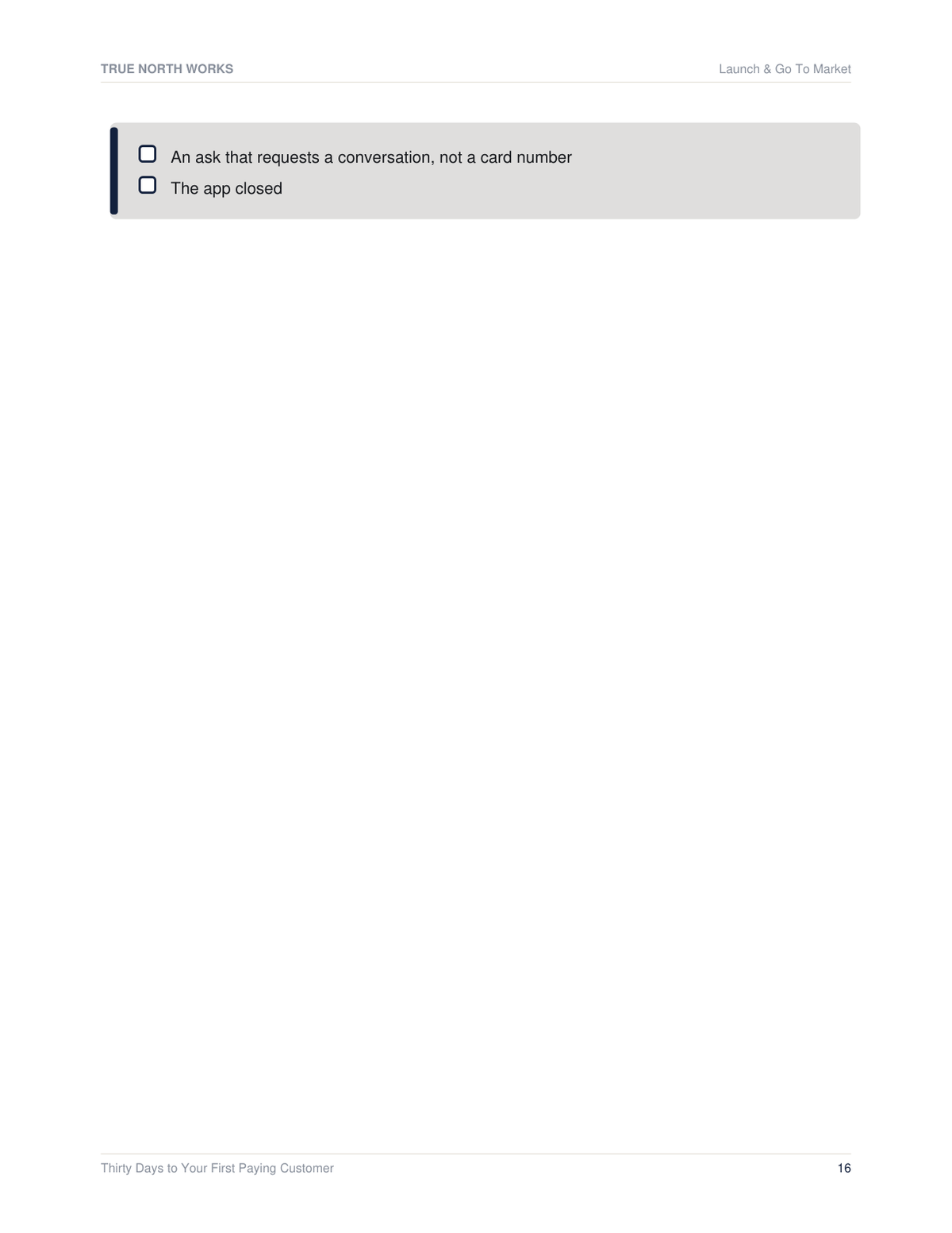 The 30-Day Lean Launch Plan — inside, page 2 (preview)