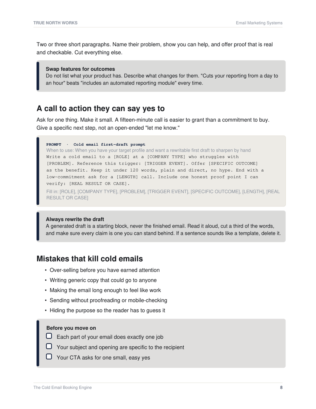 The Cold Email Booking Engine — inside, page 2 (preview)