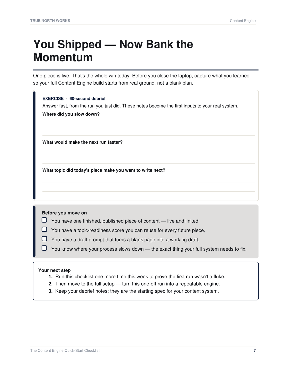The Content Engine Quick-Start Checklist — inside, page 3 (preview)