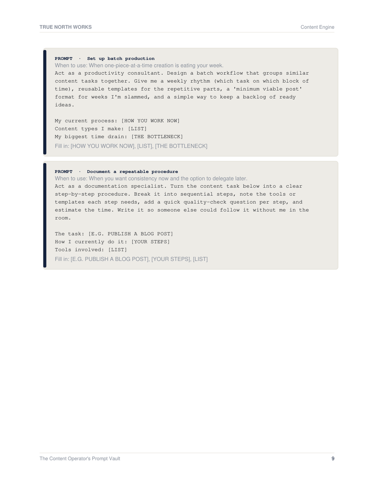 The Content Operator's Prompt Vault — inside, page 2 (preview)