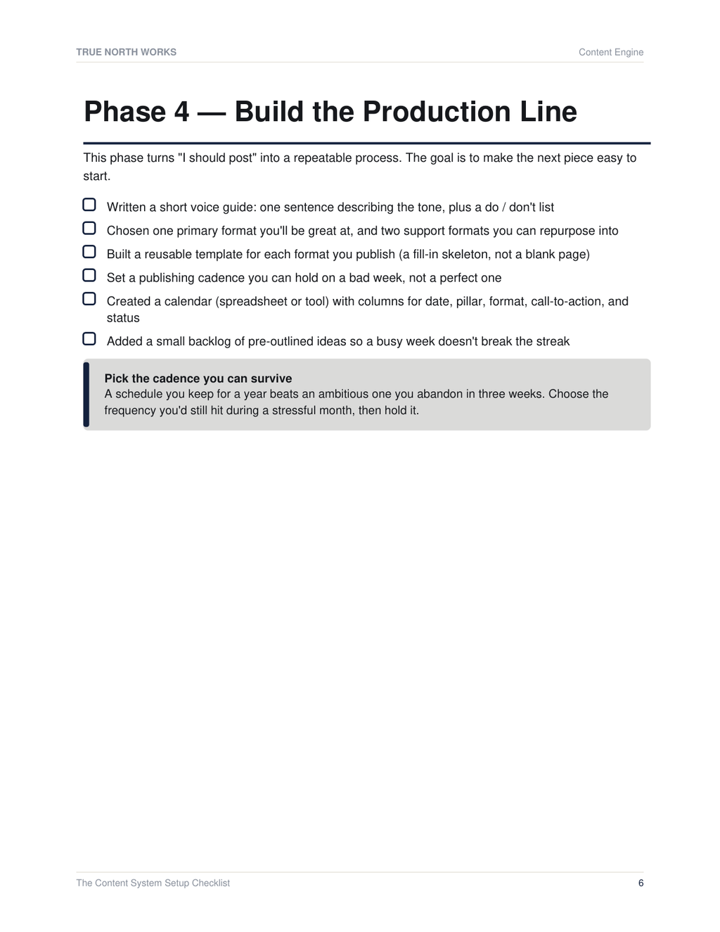 The Content System Setup Checklist — inside, page 2 (preview)