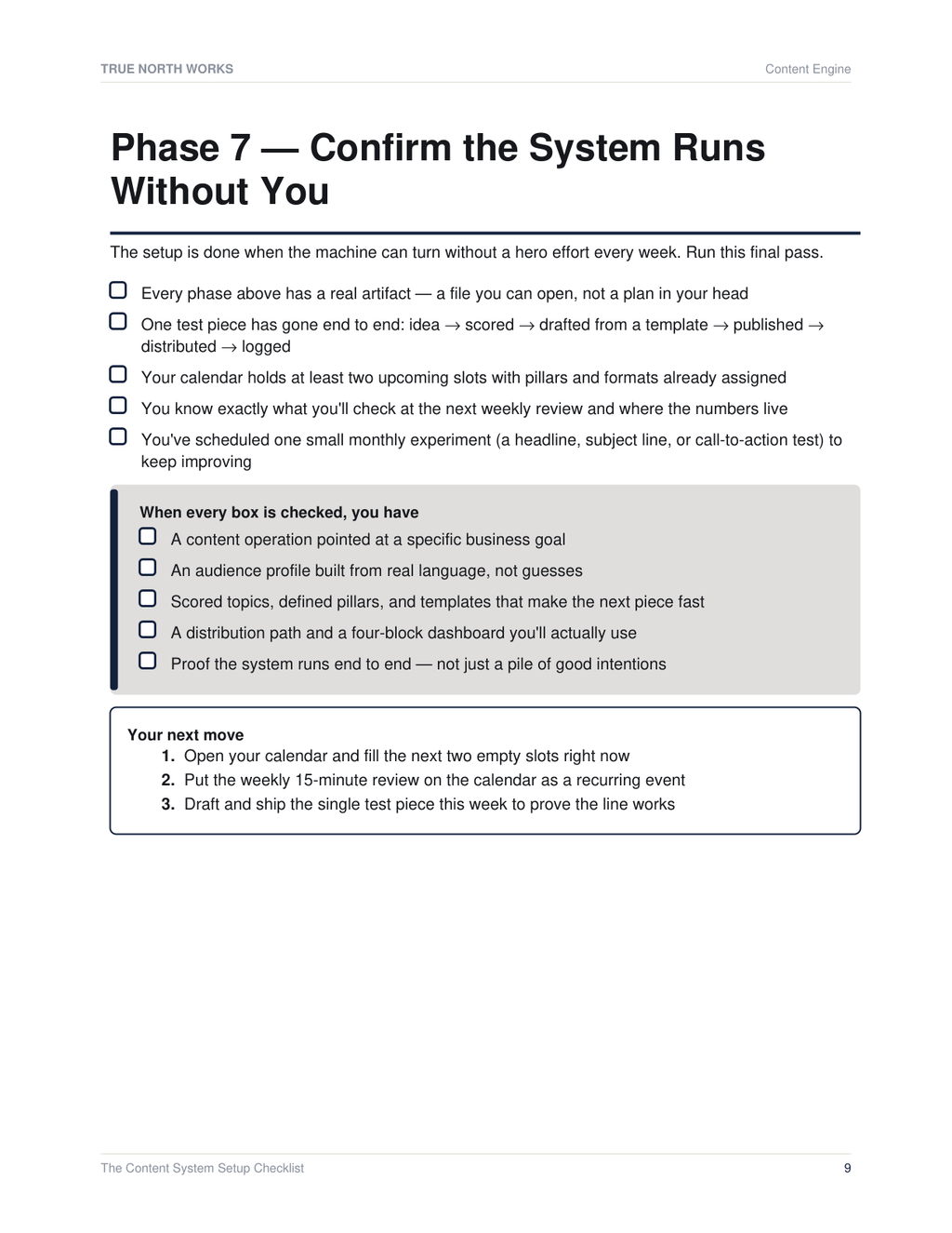 The Content System Setup Checklist — inside, page 3 (preview)