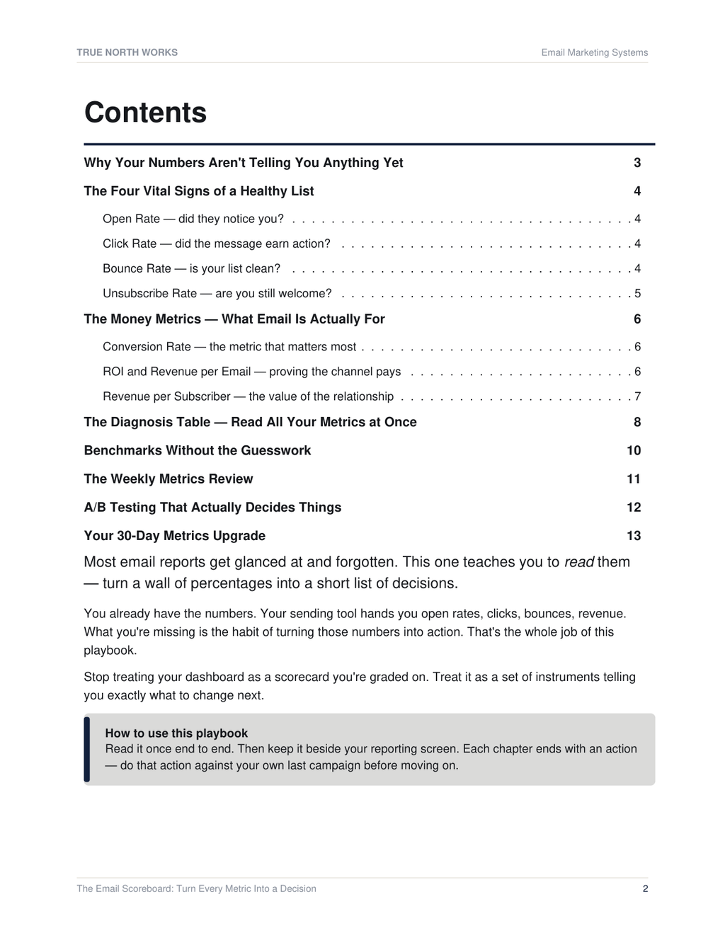 The Email Scoreboard: Turn Every Metric Into a Decision — inside, page 1 (preview)
