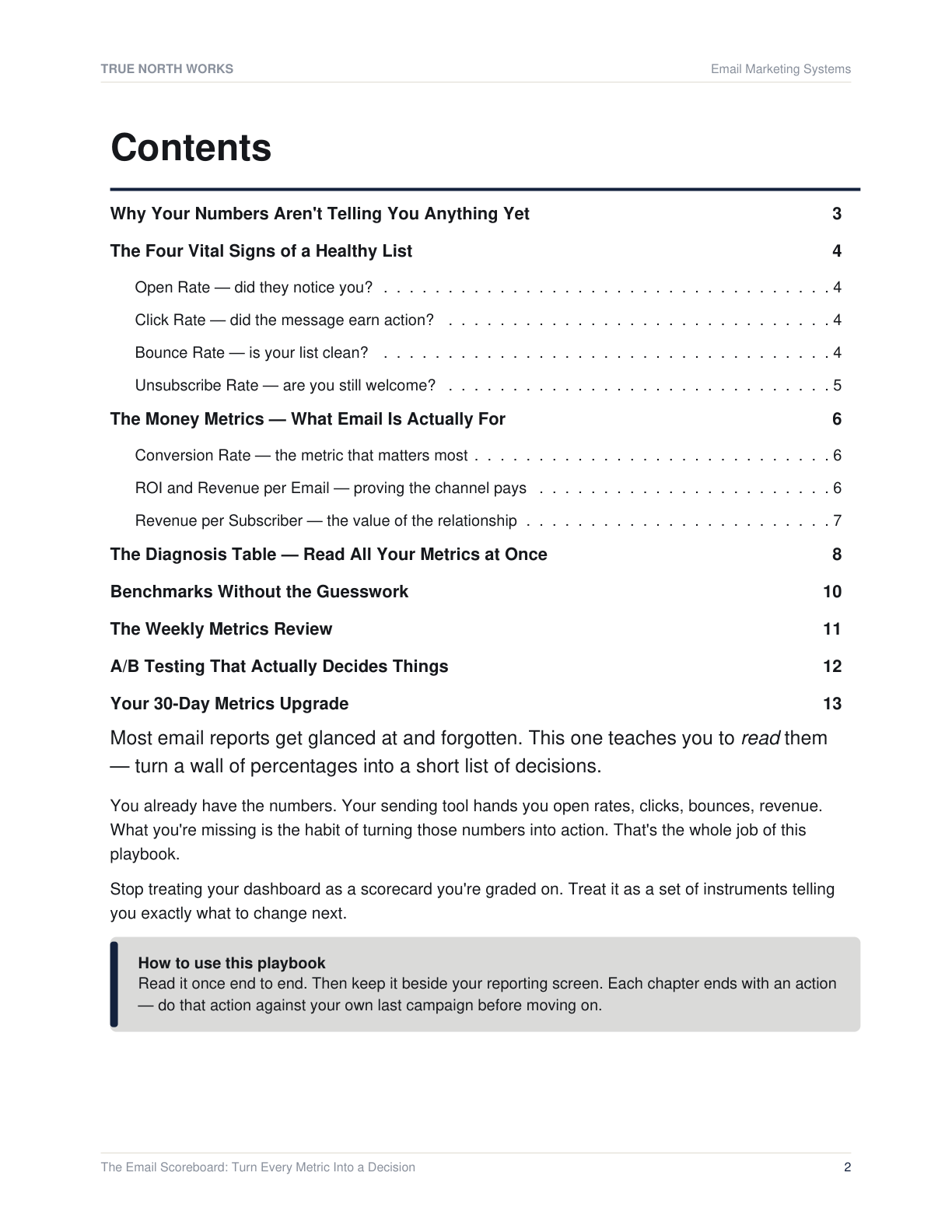 The Email Scoreboard: Turn Every Metric Into a Decision — inside, page 1 (preview)