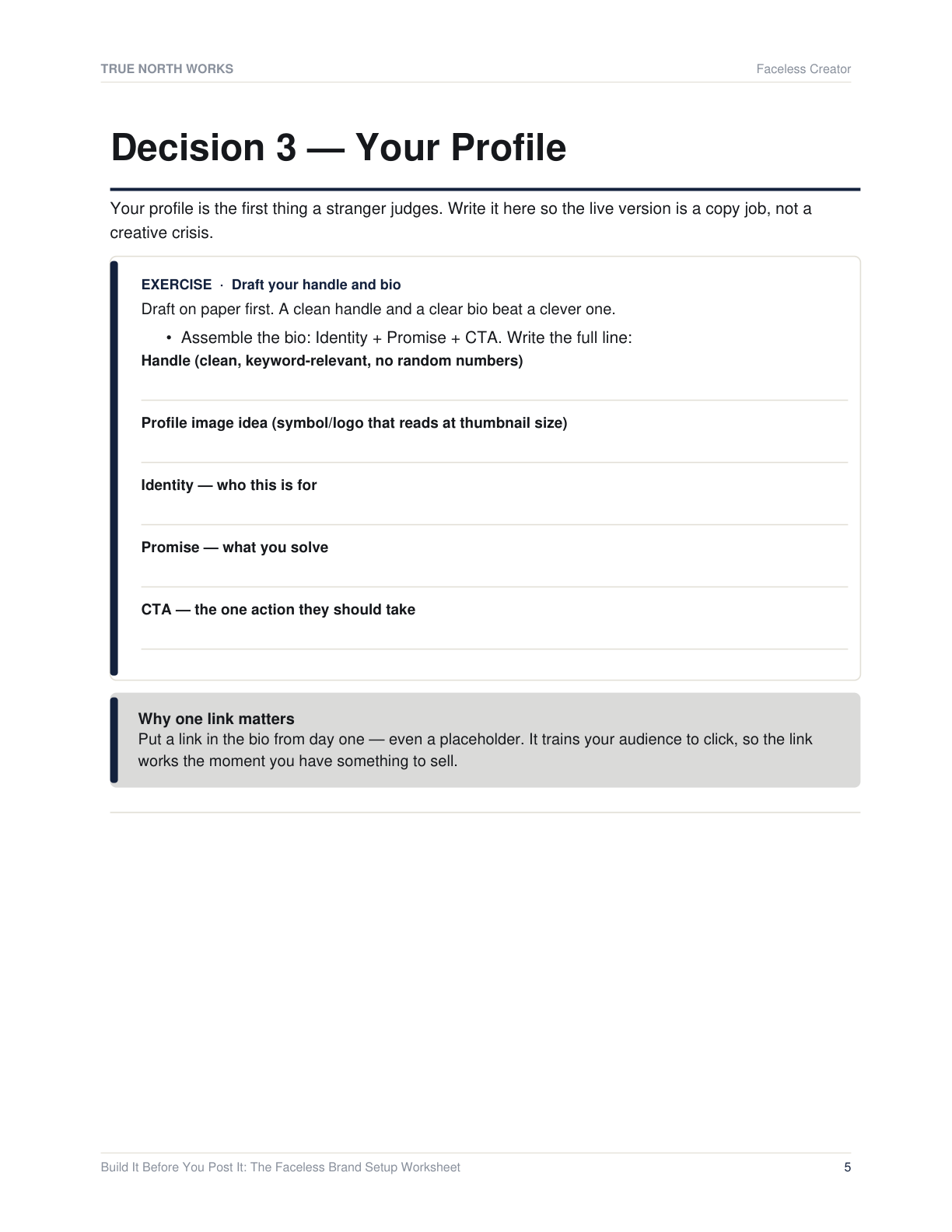 The Faceless Brand Starter Checklist — inside, page 2 (preview)