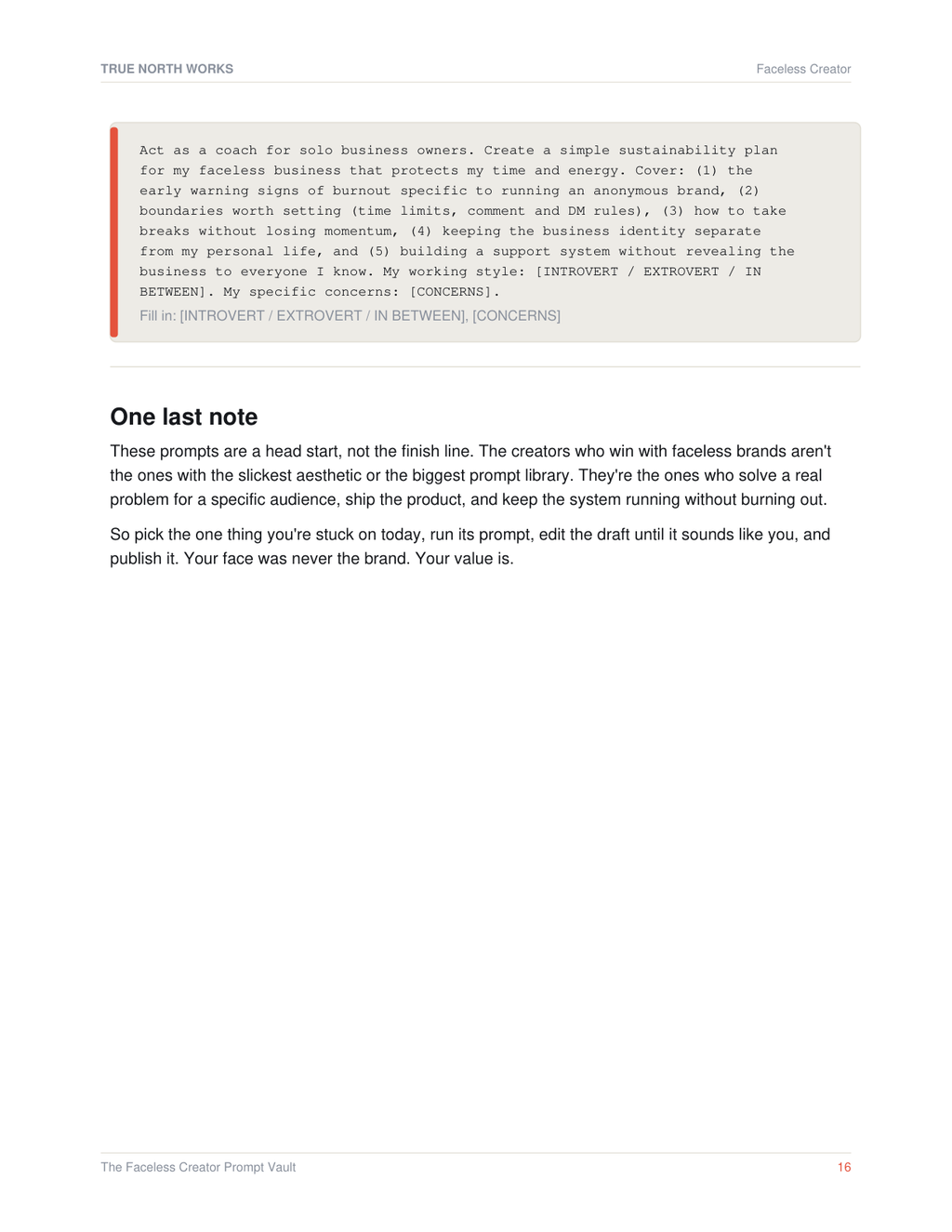 The Faceless Content Prompt Vault — inside, page 3 (preview)
