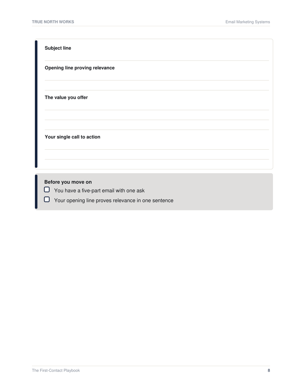 The First-Contact Playbook — inside, page 2 (preview)