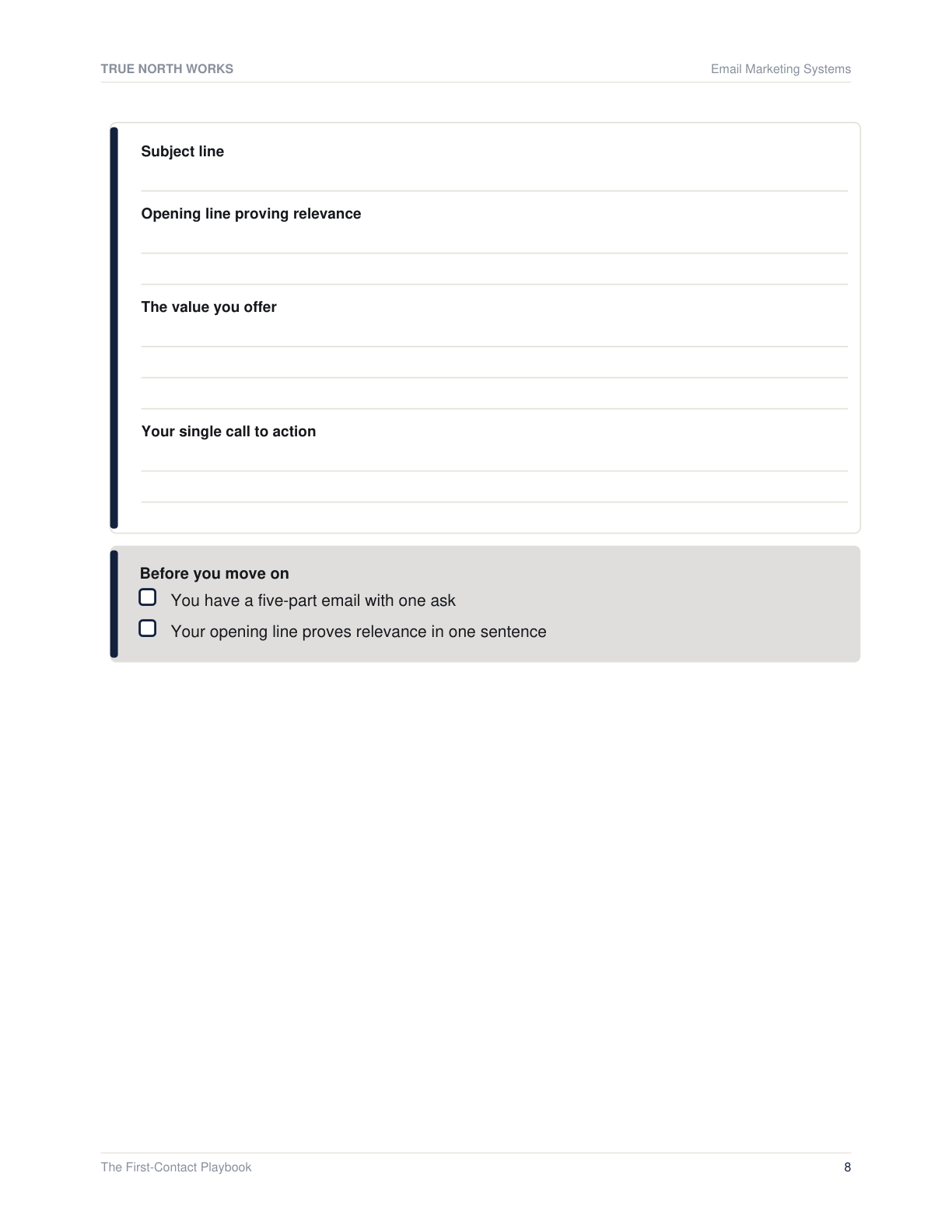 The First-Contact Playbook — inside, page 2 (preview)