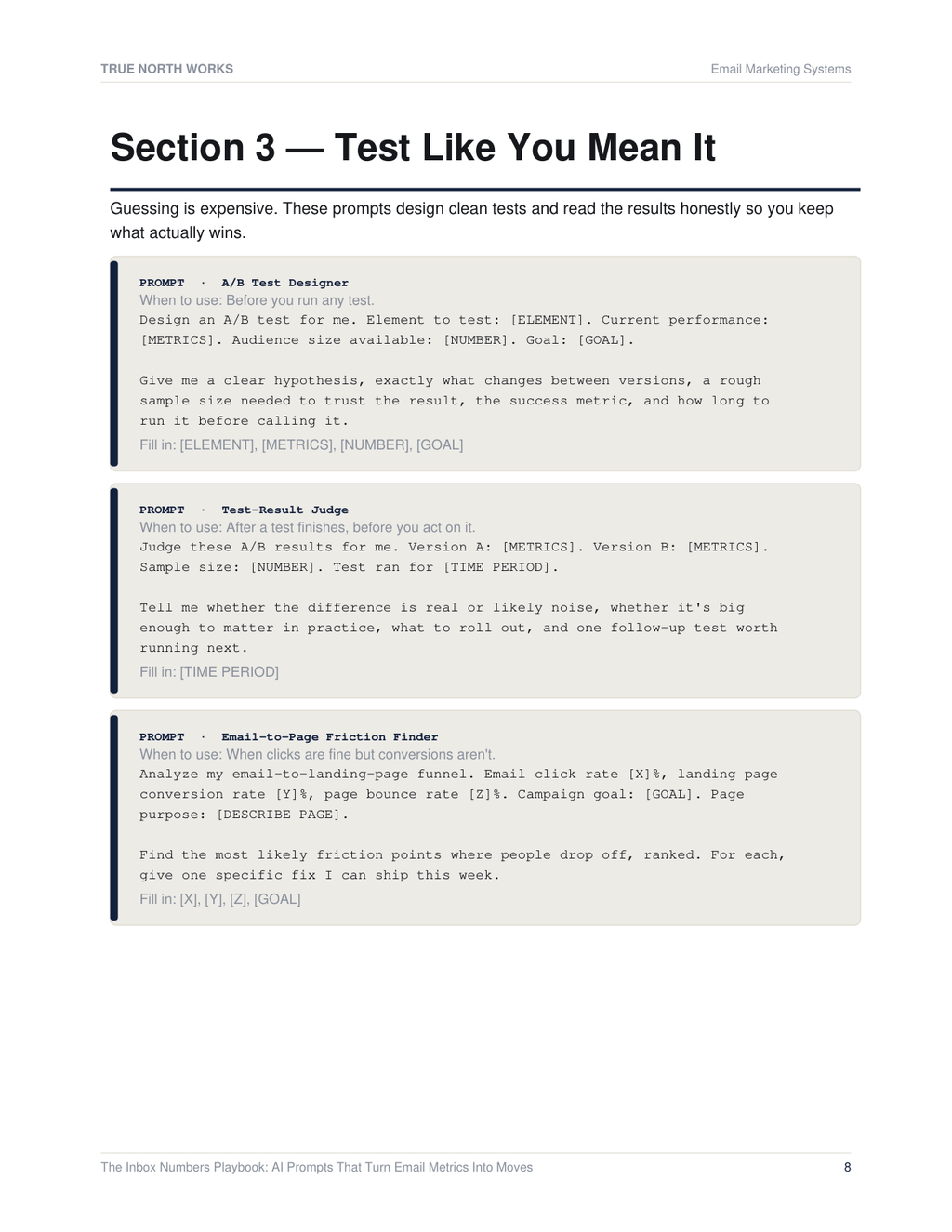 The Inbox Numbers Playbook: AI Prompts That Turn Email Metrics Into Moves — inside, page 2 (preview)