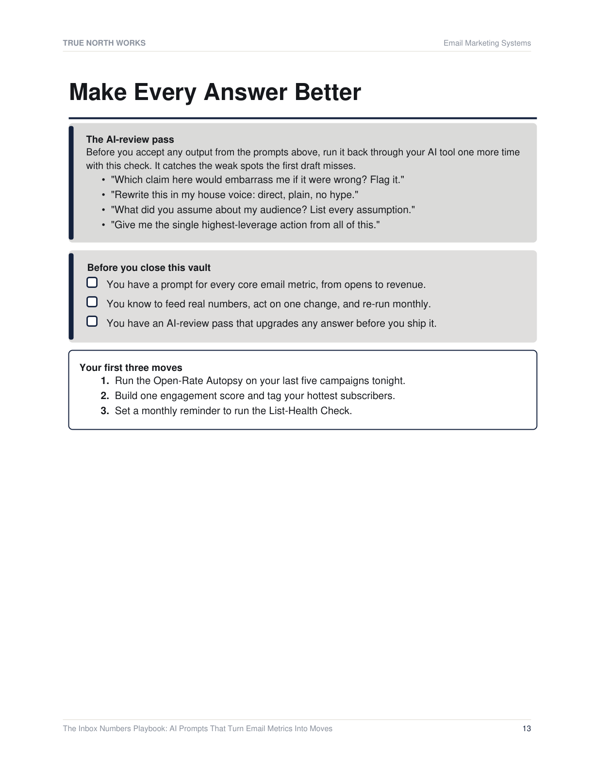 The Inbox Numbers Playbook: AI Prompts That Turn Email Metrics Into Moves — inside, page 3 (preview)