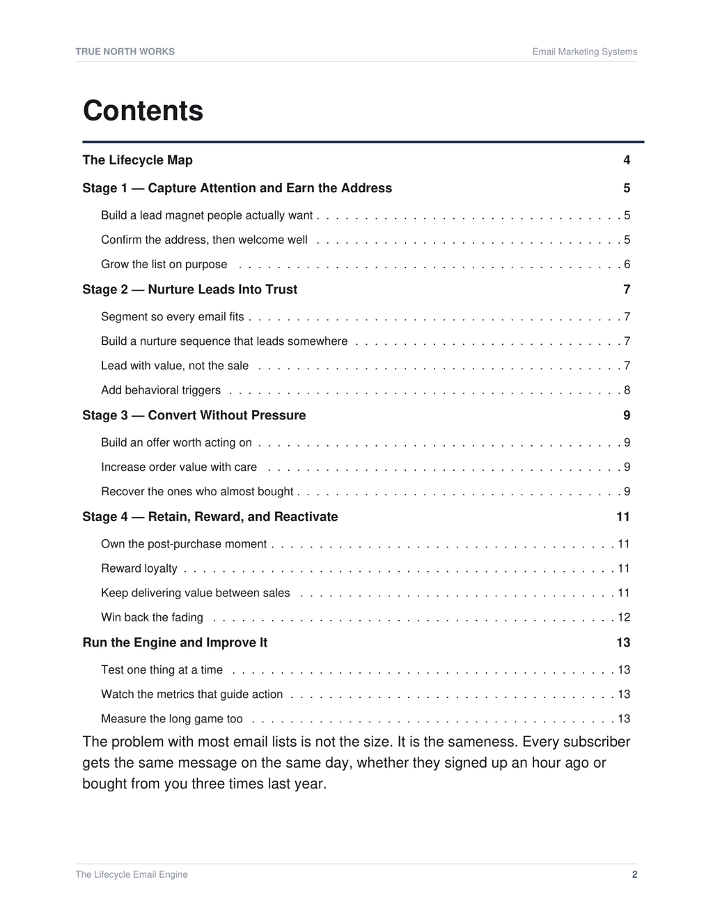 The Lifecycle Email Engine — inside, page 1 (preview)