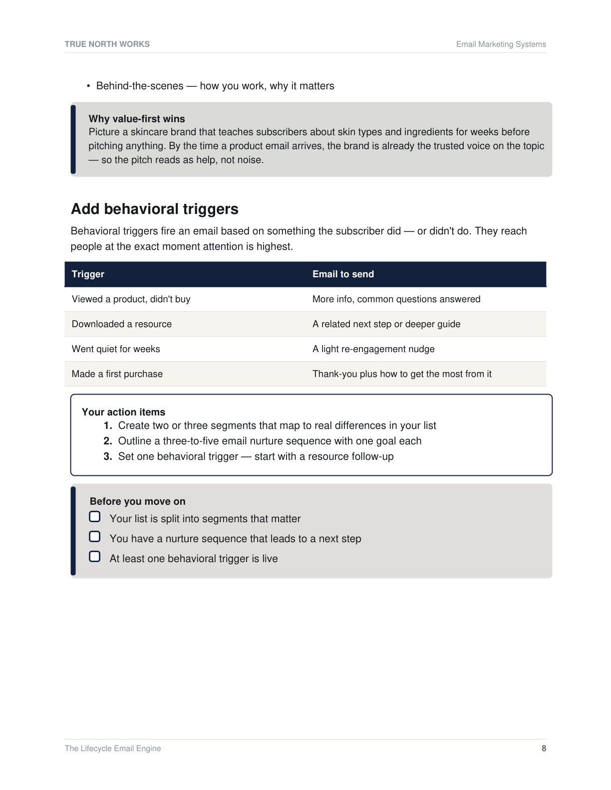 The Lifecycle Email Engine — inside, page 2 (preview)