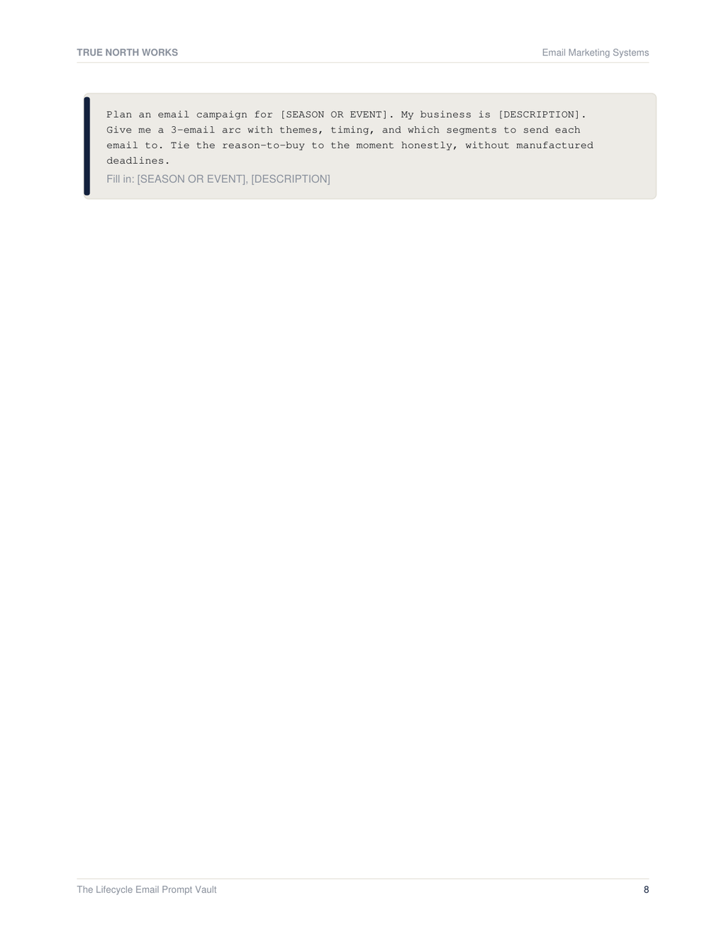 The Lifecycle Email Prompt Vault — inside, page 2 (preview)