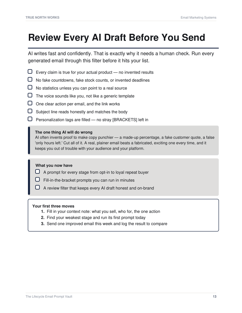The Lifecycle Email Prompt Vault — inside, page 3 (preview)