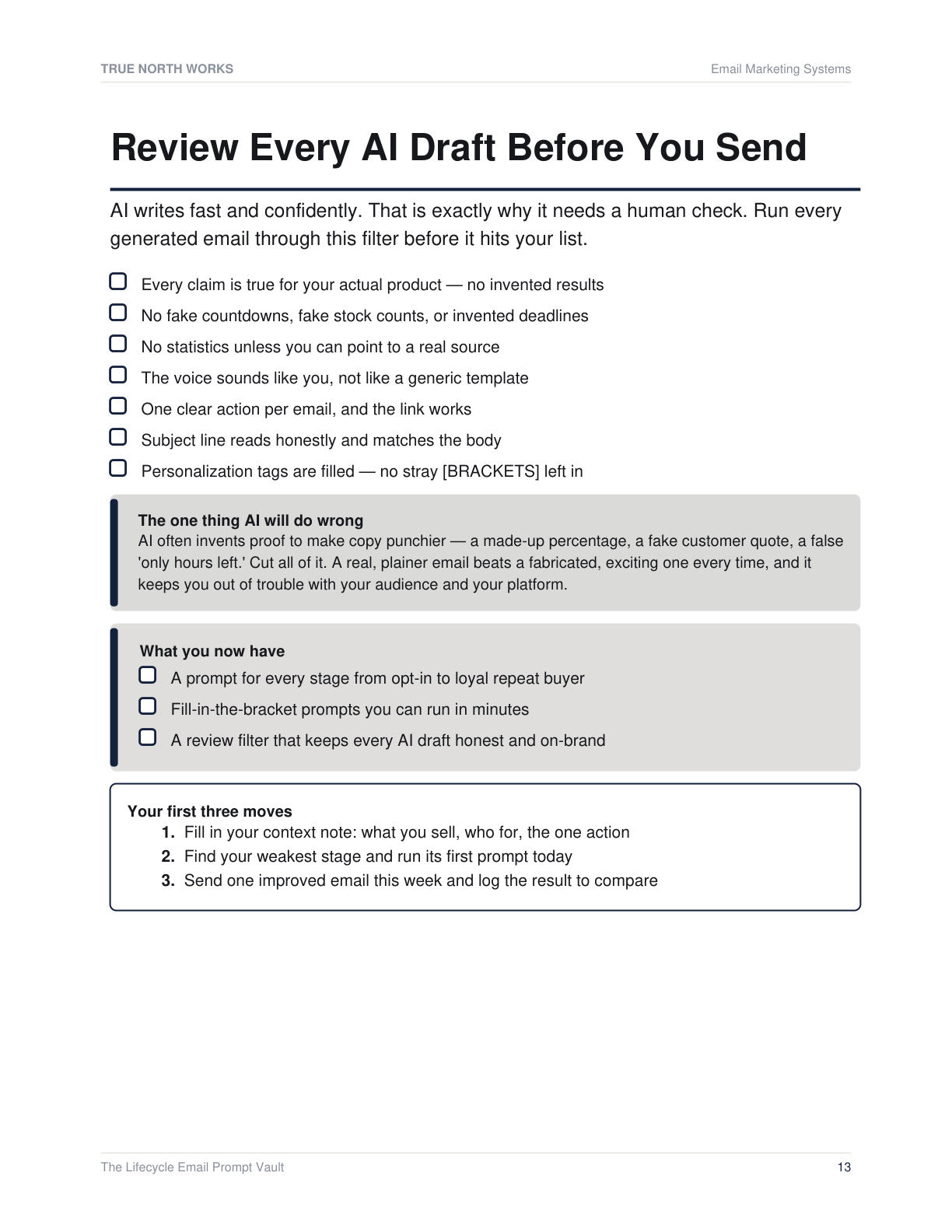 The Lifecycle Email Prompt Vault — inside, page 3 (preview)