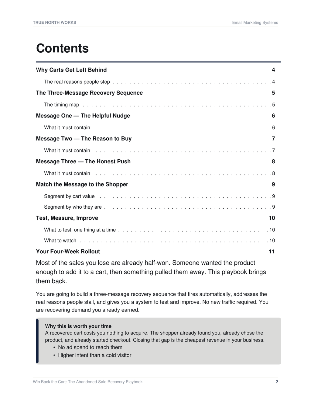 Win Back the Cart: The Abandoned-Sale Recovery Playbook — inside, page 1 (preview)