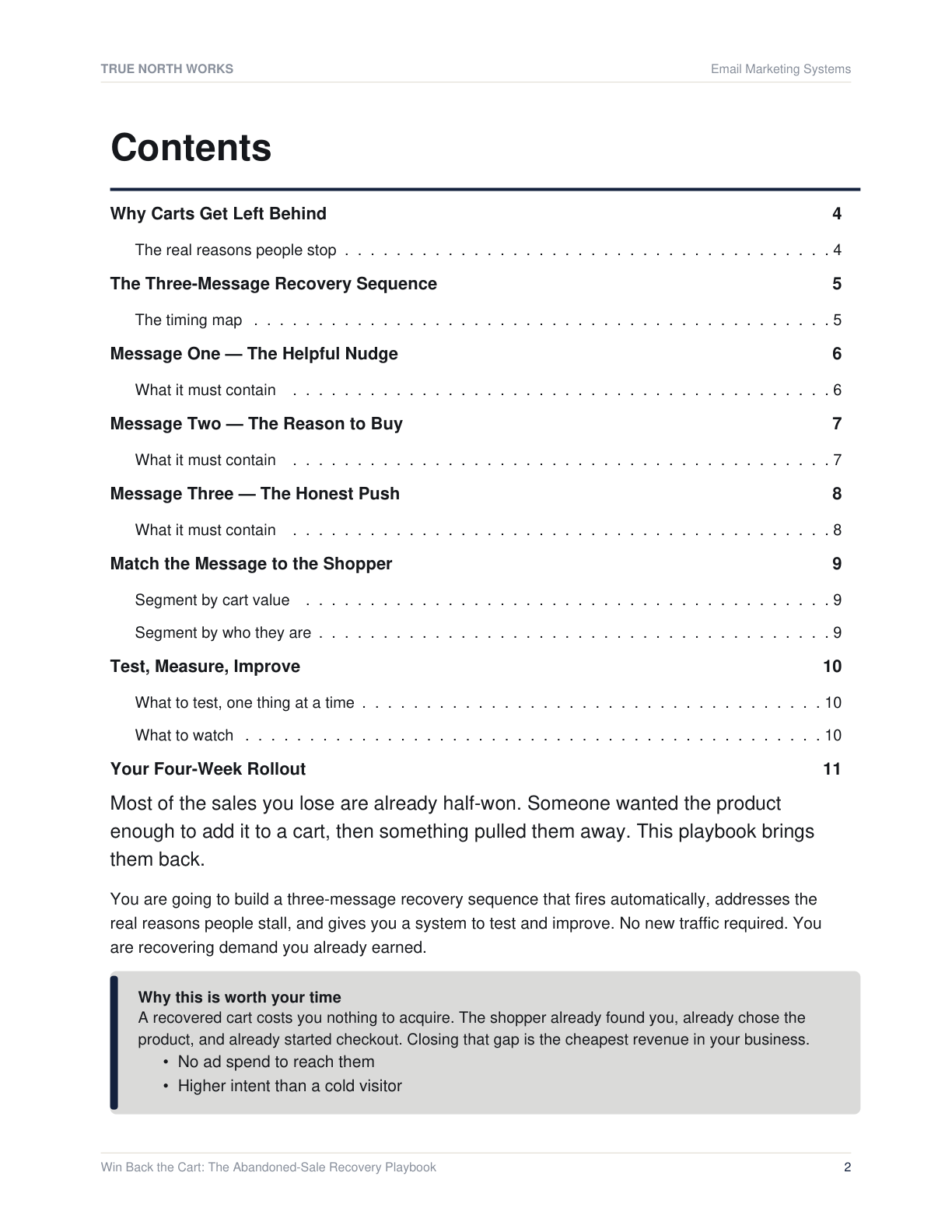 Win Back the Cart: The Abandoned-Sale Recovery Playbook — inside, page 1 (preview)