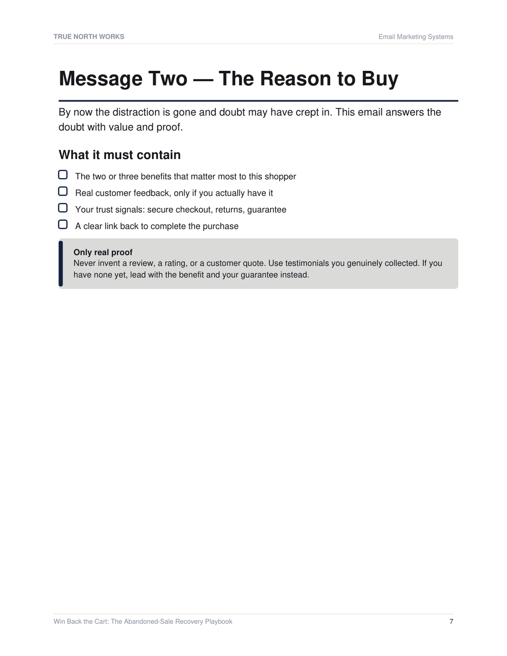 Win Back the Cart: The Abandoned-Sale Recovery Playbook — inside, page 2 (preview)